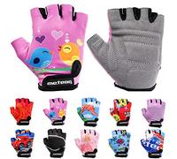 meteor Kids Cycling Gloves - Comfortable & Secure cycling gloves for children - Fingerless Bike Gloves - Shock-Absorbing Padding - Colourful, Breathable, Flexible - For Biking & Scooter Rides