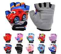 meteor Kids Cycling Gloves - Comfortable & Secure cycling gloves for children - Fingerless Bike Gloves - Shock-Absorbing Padding - Colourful, Breathable, Flexible - For Biking & Scooter Rides
