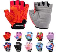 meteor Kids Cycling Gloves - Comfortable & Secure cycling gloves for children - Fingerless Bike Gloves - Shock-Absorbing Padding - Colourful, Breathable, Flexible - For Biking & Scooter Rides