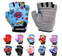 meteor Kids Cycling Gloves - Comfortable & Secure cycling gloves for children - Fingerless Bike Gloves - Shock-Absorbing Padding - Colourful, Breathable, Flexible - For Biking & Scooter Rides