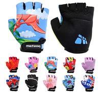 meteor Kid Cycling Gloves With Short Half Fingers Fastened Children Kid Child Bike Safety Accessories Hand Protect (S ~ 6,5-7cm 2.5-2.7inch, Dinosaur)