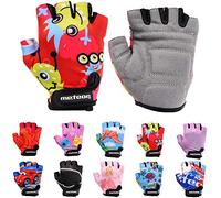 meteor - Kids Cycling Gloves - Fingerless Bike Gloves, Faux-Leather Palm & Foam Padding - Breathable Cycling Accessories - Shock-Absorbing - Monsters Motif - Size JR M ~7-7,5cm 2.7-2.9inch