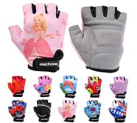 Meteor - Kids Cycling Gloves - Fingerless Bike Gloves, Faux-Leather Palm & Foam Padding - Breathable Cycling Accessories - Shock-Absorbing - Princess Motif - Size JR XS ~6-6,5cm 2.3-2.5inch