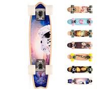 Meteor Kids skateboard 55 cm / 22 - Wooden Lightweight Cruiser for City Riding, Mini skateboard with Anti-Slip Deck, Penny board Shock-Absorbing PU Wheels