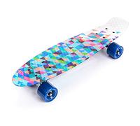 Meteor Kids skateboard 56 cm / 22 - Plastic Lightweight Cruiser for City Riding, Mini skateboard with Anti-Slip Deck, Penny board Shock-Absorbing PU Wheels
