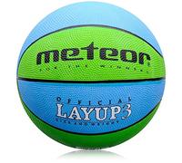 meteor Layup Basketball - Durable Rubber Surface for Outdoor & Indoor Play - Mini Ball Deep Grooves for Better Grip - Colorful Design for Visibility - Basket ball - Size 3 - Blue/Green