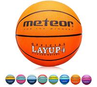 meteor Layup Basketball - Durable Rubber Surface for Outdoor & Indoor Play - Mini Ball Deep Grooves for Better Grip - Colorful Design for Visibility - Basket ball - Size 4 - Orange