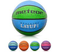 meteor Layup Basketball - Durable Rubber Surface for Outdoor & Indoor Play - Mini Ball Deep Grooves for Better Grip - Colorful Design for Visibility - Basket ball - Size 1 - Blue/Green
