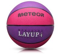 meteor Layup Basketball - Durable Rubber Surface for Outdoor & Indoor Play - Mini Ball Deep Grooves for Better Grip - Colorful Design for Visibility - Basket ball - Size 4 - Pink