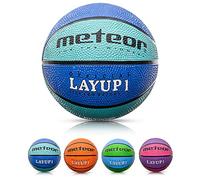 meteor Layup Basketball - Durable Rubber Surface for Outdoor & Indoor Play - Mini Ball Deep Grooves for Better Grip - Colorful Design for Visibility - Basket ball - Size 1 - Blue