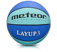 meteor Layup Basketball - Durable Rubber Surface for Outdoor & Indoor Play - Mini Ball Deep Grooves for Better Grip - Colorful Design for Visibility - Basket ball - Size 3 - Blue