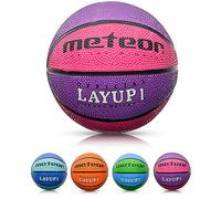 meteor Layup Basketball - Durable Rubber Surface for Outdoor & Indoor Play - Mini Ball Deep Grooves for Better Grip - Colorful Design for Visibility - Basket ball - Size 1 - Pink