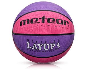 meteor Layup Basketball - Durable Rubber Surface for Outdoor & Indoor Play - Mini Ball Deep Grooves for Better Grip - Colorful Design for Visibility - Basket ball - Size 3 - Pink