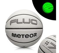 Meteor Layup Basketball - Fluorescent Glow - Ideal for Kids, Youth, Women & Men - Indoor & Outdoor Training Ball - Non-Slip Surface - Size 7 - Colour: White-Green