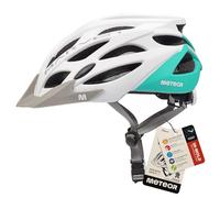 Meteor - MARVEN Cycle Helmet - Lightweight Adjustable Helmet for Men, Women, Kids - MTB, Bike, Scooter, Skateboard & Hoverboard - Breathable with Detachable Visor - Size M - White/Minth