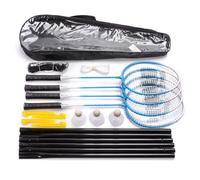 Badminton Rackets Set 2 or 4 Person Badminton Set with Net for Garden Easy Setup Badminton Set for Adult Kids Children Family with 3 shuttercocks (4 rackets, Blue)