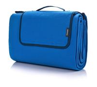 meteor Picnic Blanket Waterproof Extra Large Blue 150x190 cm - Outdoor Blanket Foldable Beach Mat with Carry Handle - Soft Fleece Camping Rug for Garden, Travel, Park & Festivals - Sandproof