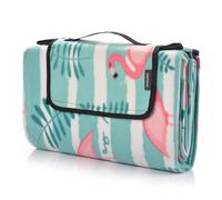meteor Picnic Blanket Waterproof Extra Large Flamingos 150x190 cm - Outdoor Blanket Foldable Beach Mat with Carry Handle - Soft Fleece Camping Rug for Garden, Travel, Park & Festivals - Sandproof