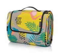 meteor Picnic Blanket Waterproof Extra Large Tropics 200x200 cm - Outdoor Blanket Foldable Beach Mat with Carry Handle - Soft Fleece Camping Rug for Garden, Travel, Park & Festivals - Sandproof