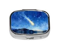 Meteor Print Pill Box, Compact Pill Organizer with Full-Print Design for Travel and Daily Use