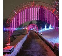 Meteor Shower Falling Rain Lights 50cm 8 Tubes 384 LEDs IP65 Waterproof Garden Lights Outdoor Meteor Icicle Lights for Wedding Party Christmas Tree Decoration, Pink Purple