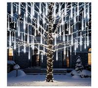 Meteor Shower Lights Outdoor Solar LED Meteor Shower Rain Lights 10 Tubes, Cascading Falling Rain Lights For Tree Garden Decoration(Wit,Solar 30cm)