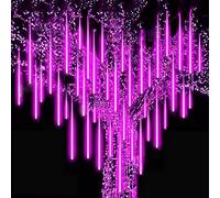 Meteor Shower Rain Drop Lights - 30CM 8 Tubes Waterproof Falling Rain Icicle Lights for Weddings, Party, Xmas Tree, Outdoor, Garden Decoration (Purple)