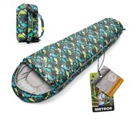 Meteor Sleeping bag - kids lightweight mummy design with thermal insulation - compact and comfortable for camping trips and outdoor adventures for Sleepovers or Outdoor Adventures - Dino Motif