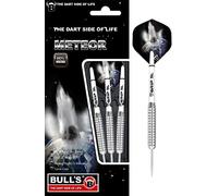 Meteor steel dart made from 80% tungsten. Dart set consisting of 3 darts developed with over 10 variants, different milled barrel variants allow individually pronounced grip level., unisex_adult, Bull's Meteor Mt12 Steel Dart 28 g, 13538, Silver / white., 28 g