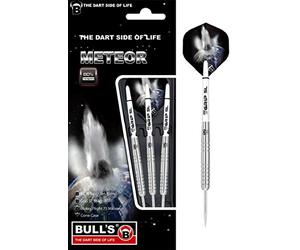 Meteor steel dart made from 80% tungsten. Dart set consisting of 3 darts developed with over 10 variants, different milled barrel variants allow individually pronounced grip level., unisex_adult, Bull's Meteor Mt7 Steel Dart 24g, 13534, Silver / white., 24g