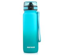 meteor - Water Bottle for Kids - 800 ml - Travel, Drinks, Sports, School, Gym - Fruit Infuser - BPA Free Tritan - Leak Proof Lid with Flip Cap & Safety Lock - Carry Strap - Green/Blue