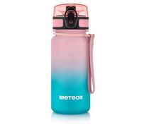 meteor - Water Bottle for Kids - 350 ml - Travel, Drinks, Sports, School, Gym - Fruit Infuser - BPA Free Tritan - Leak Proof Lid with Flip Cap & Safety Lock - Carry Strap - Pink/Turquoise