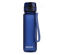 meteor - Water Bottle for Kids - 500 ml - Travel, Drinks, Sports, School, Gym - Fruit Infuser - BPA Free Tritan - Leak Proof Lid with Flip Cap & Safety Lock - Carry Strap - Navy Blue