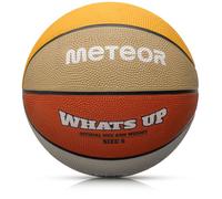 meteor - What's Up Kids' Mini Basketball - Durable Rubber Surface for Outdoor & Indoor Play - Mini Ball Deep Grooves for Better Grip - Abrasion Resistant, Non-slip Surface - Size 5 - Orange/Beige