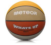 meteor - What's Up Kids' Mini Basketball - Durable Rubber Surface for Outdoor & Indoor Play - Mini Ball Deep Grooves for Better Grip - Abrasion Resistant, Non-slip Surface - Size 6 - Orange/Beige