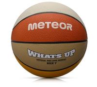 Meteor - What's Up Kids' Basketball - Soft Ball for Children Aged 4-8, Ideal for Training and Outdoor Play - Abrasion Resistant, Non-Slip Surface - Size 7 - Colour: Orange/Beige