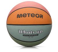 meteor - What's Up Kids' Mini Basketball - Durable Rubber Surface for Outdoor & Indoor Play - Mini Ball Deep Grooves for Better Grip - Abrasion Resistant, Non-slip Surface - Size 7 - Light Blue/Orange