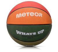 meteor - What's Up Kids' Mini Basketball - Durable Rubber Surface for Outdoor & Indoor Play - Mini Ball Deep Grooves for Better Grip - Abrasion Resistant, Non-slip Surface - Size 5 - Green/Orange