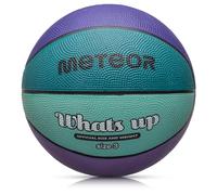 meteor - What's Up Kids' Mini Basketball - Durable Rubber Surface for Outdoor & Indoor Play - Mini Ball Deep Grooves for Better Grip - Abrasion Resistant, Non-slip Surface - Size 3 - Purple/Navy Blue