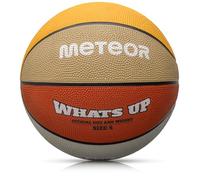 meteor - What's Up Kids' Mini Basketball - Durable Rubber Surface for Outdoor & Indoor Play - Mini Ball Deep Grooves for Better Grip - Abrasion Resistant, Non-slip Surface - Size 5 - Orange/Beige