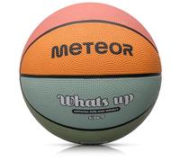 meteor - What's Up Kids' Mini Basketball - Durable Rubber Surface for Outdoor & Indoor Play - Mini Ball Deep Grooves for Better Grip - Abrasion Resistant, Non-slip Surface - Size 5 - Light Blue/Orange
