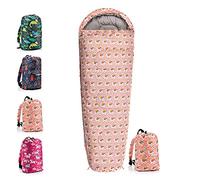 Meteor - YMER Kids Sleeping Bag - Lightweight Insulated Mummy Shape for Camping, Hiking, Travel - All Season - for Girls & Boys - for Sleepovers or Outdoor Adventures - Lama Motif