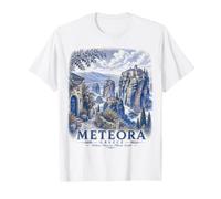 Meteora Greece Vintage Monastery Travel Landscape Art T-Shirt