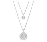Meteora layered pendant, White, Rhodium plated