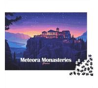 Meteora Monasteries, Greece, Night Landscape 1000 Piece Jigsaw Puzzle, 70x50cm/1000pcs, for Adults, Quiet Home Activity, Family Time And Year-Round Leisure