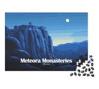 Meteora Monasteries Greece Night Landscape 1000 Piece Jigsaw Puzzle for Adults, 70x50cm/1000pcs, White Cardboard Pieces, Relaxing Indoor Activity And Family Time