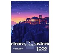 Meteora Monasteries, Greece, Night Landscape Jigsaw Puzzle 1000 Pieces, Landmark Urban View, Thick Cardboard Pieces for Puzzle Lovers, Relaxing Challenge, 38x26cm/1000pcs