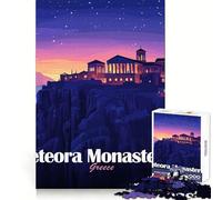 Meteora Monasteries, Greece, Night Landscape Jigsaw Puzzles for Adults1000 Pieces Reasoning Practice Peaceful Hobby Premium Edges Unique Xmas Gift size 38x26cm