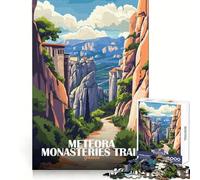 Meteora Monasteries Trail Greece Art Jigsaw Puzzles for Adults 1000 Memory Skill Serene Activity Clean Edges Fine Xmas Gift size 38x52cm