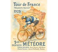Meteore Vintage Cycling Poster Bike Tour De France - Bicycle Poster A4 Wall Art Home Decor Featuring Retro Bike Scene Perfect for Cycling Lovers and Classic Interior Style